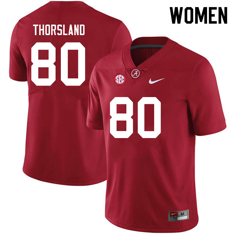 Alabama Crimson Tide Women's Adam Thorsland #80 Crimson NCAA Nike Authentic Stitched 2021 College Football Jersey GG16H28LV